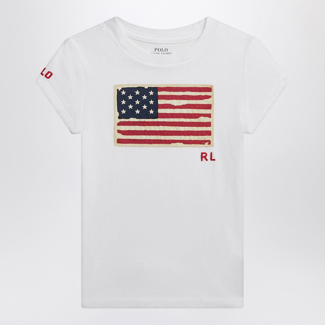 Shirts &amp; Tops 3 Polo Ralph Lauren - white jersey T-shirt with flag Brand
