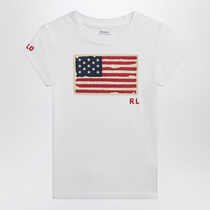 Shirts &amp; Tops 3 Polo Ralph Lauren - white jersey T-shirt with flag Brand