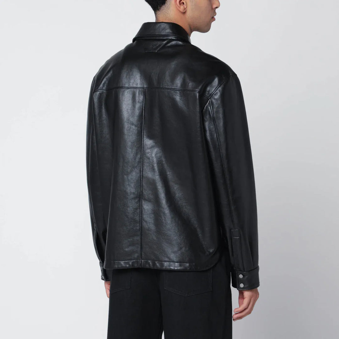 Salvatore Santoro - Black leather overshirt Brand Shirts &amp; Tops 48 IT