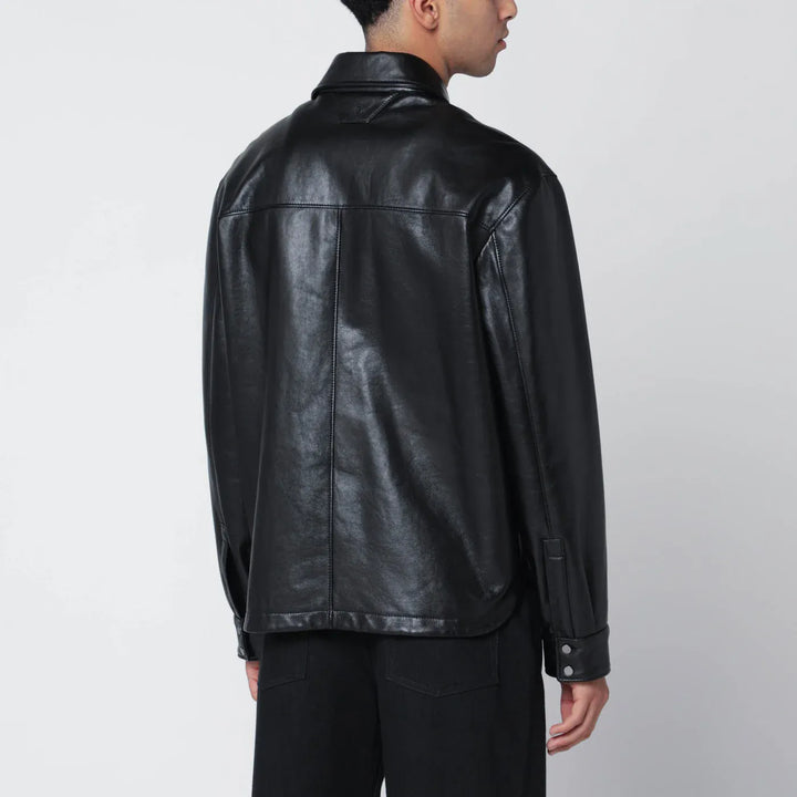 Salvatore Santoro - Black leather overshirt Brand Shirts &amp; Tops 48 IT