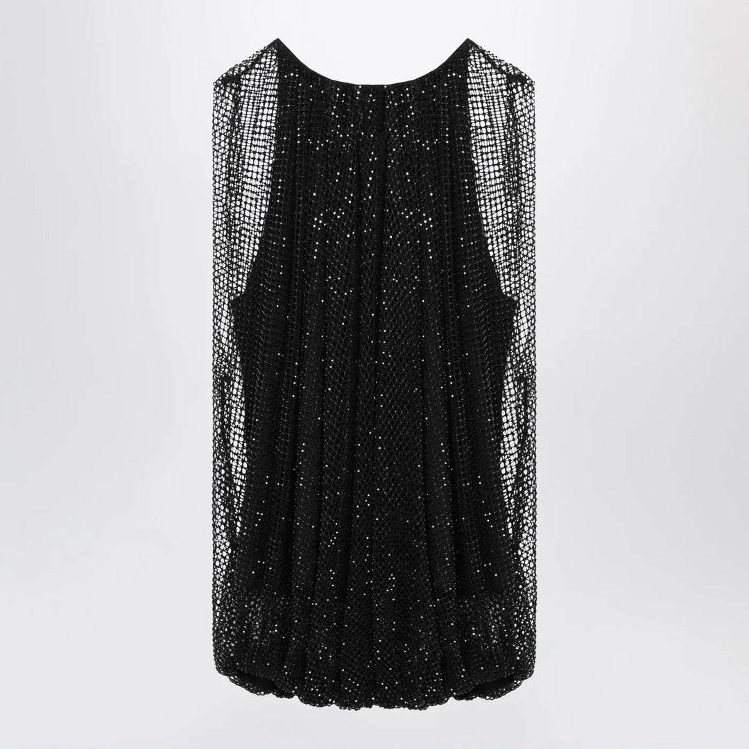 Sportmax - Black mesh top with crystals Brand Shirts &amp; Tops S