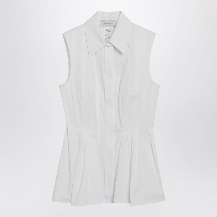 Shirts &amp; Tops Sportmax - Sleeveless shirt in optical white cotton canvas Brand