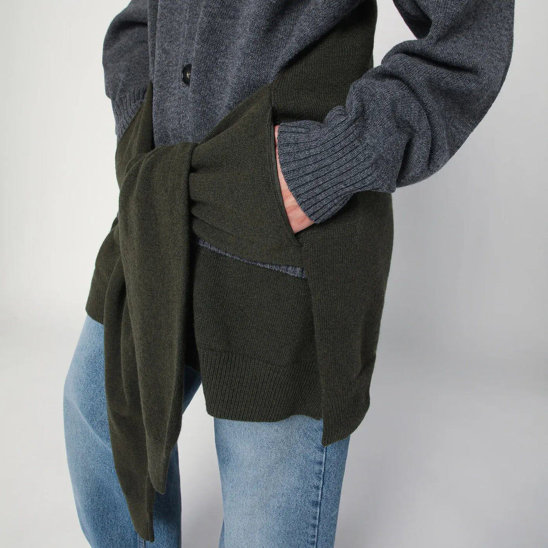Stella McCartney - Grey/dark green cardigan with crossed sleeves Brand Shirts &amp; Tops