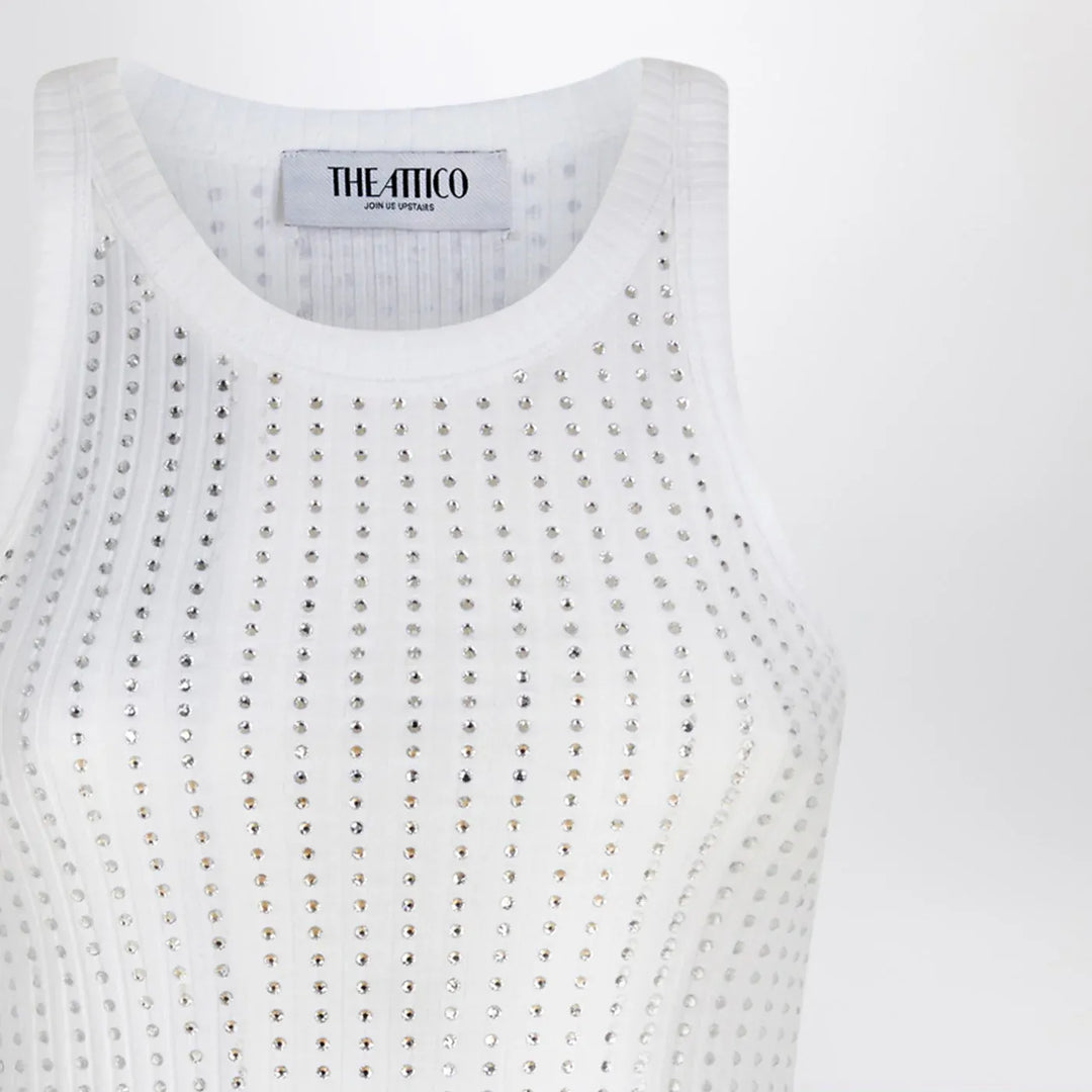 The Attico - White tank top with rhinestones Brand Shirts &amp; Tops 38  IT