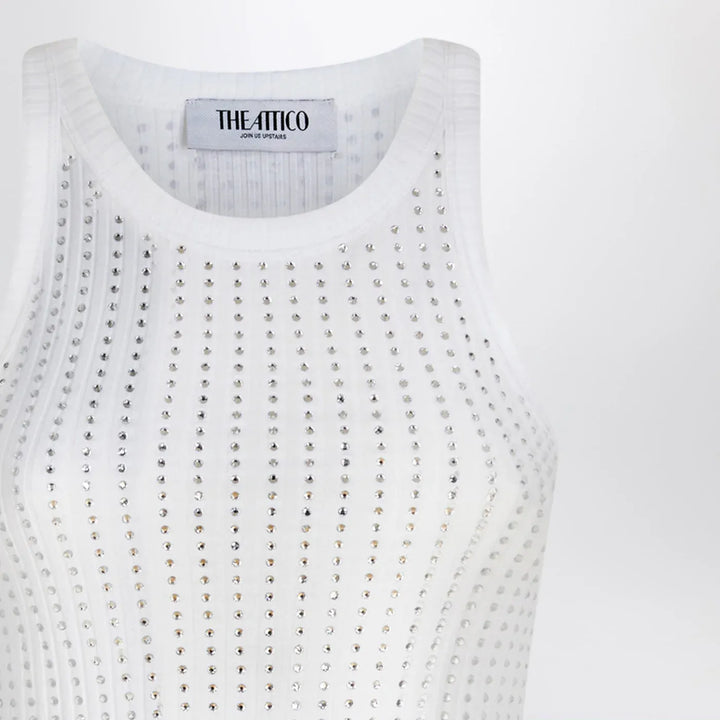 The Attico - White tank top with rhinestones Brand Shirts &amp; Tops 38  IT