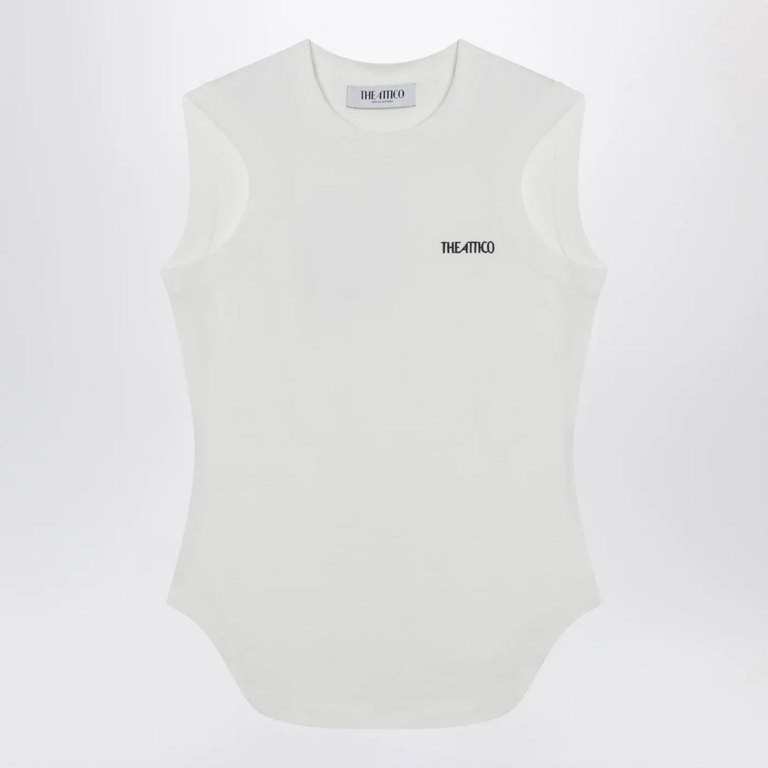 The Attico - White tank top with shaped hem Brand Shirts &amp; Tops 38  IT