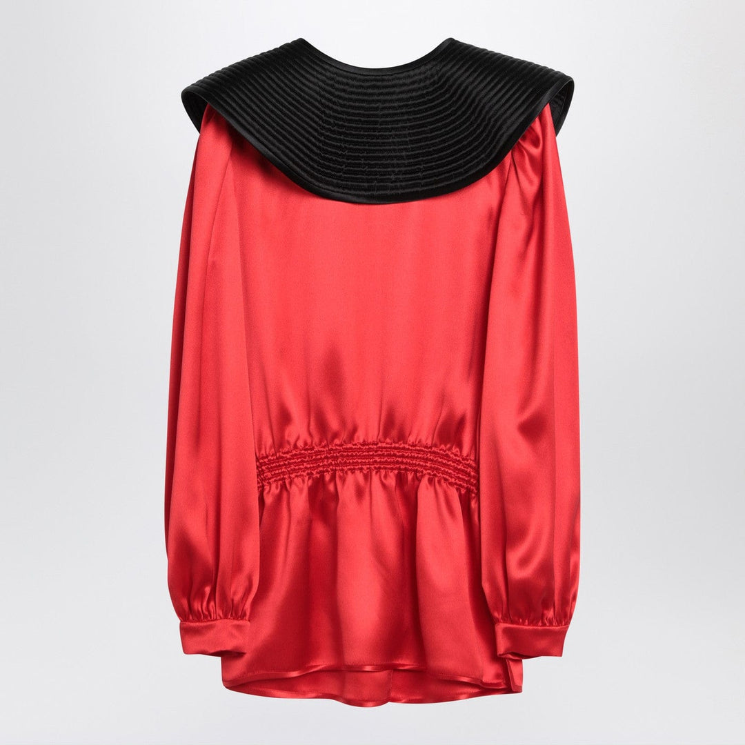 Shirts & Tops Valentino - Red silk blouse with black collar Brand