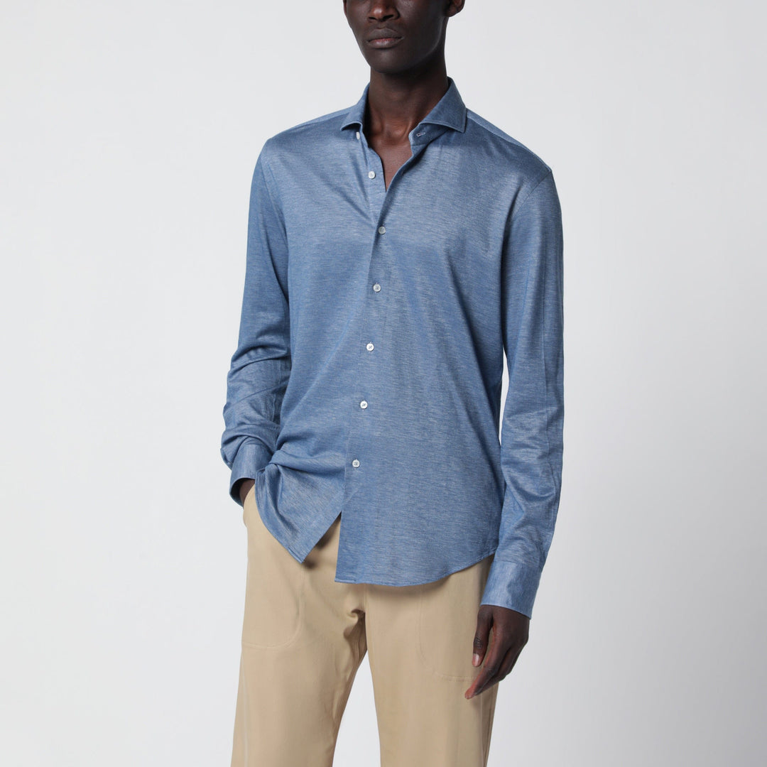 Shirts &amp; Tops XACUS - Light Blue Cotton Blend Tailor Fit Shirt Brand