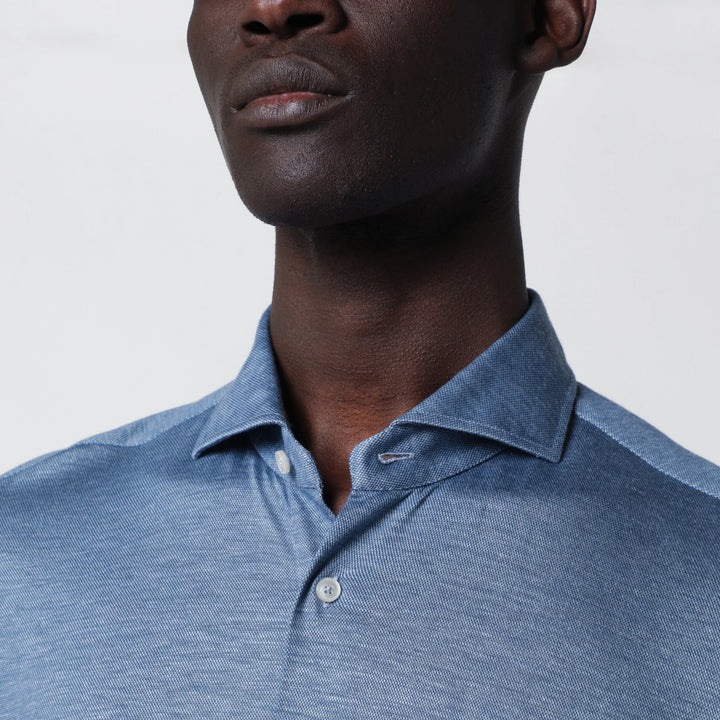 XACUS - Light Blue Cotton Blend Tailor Fit Shirt Brand Shirts &amp; Tops