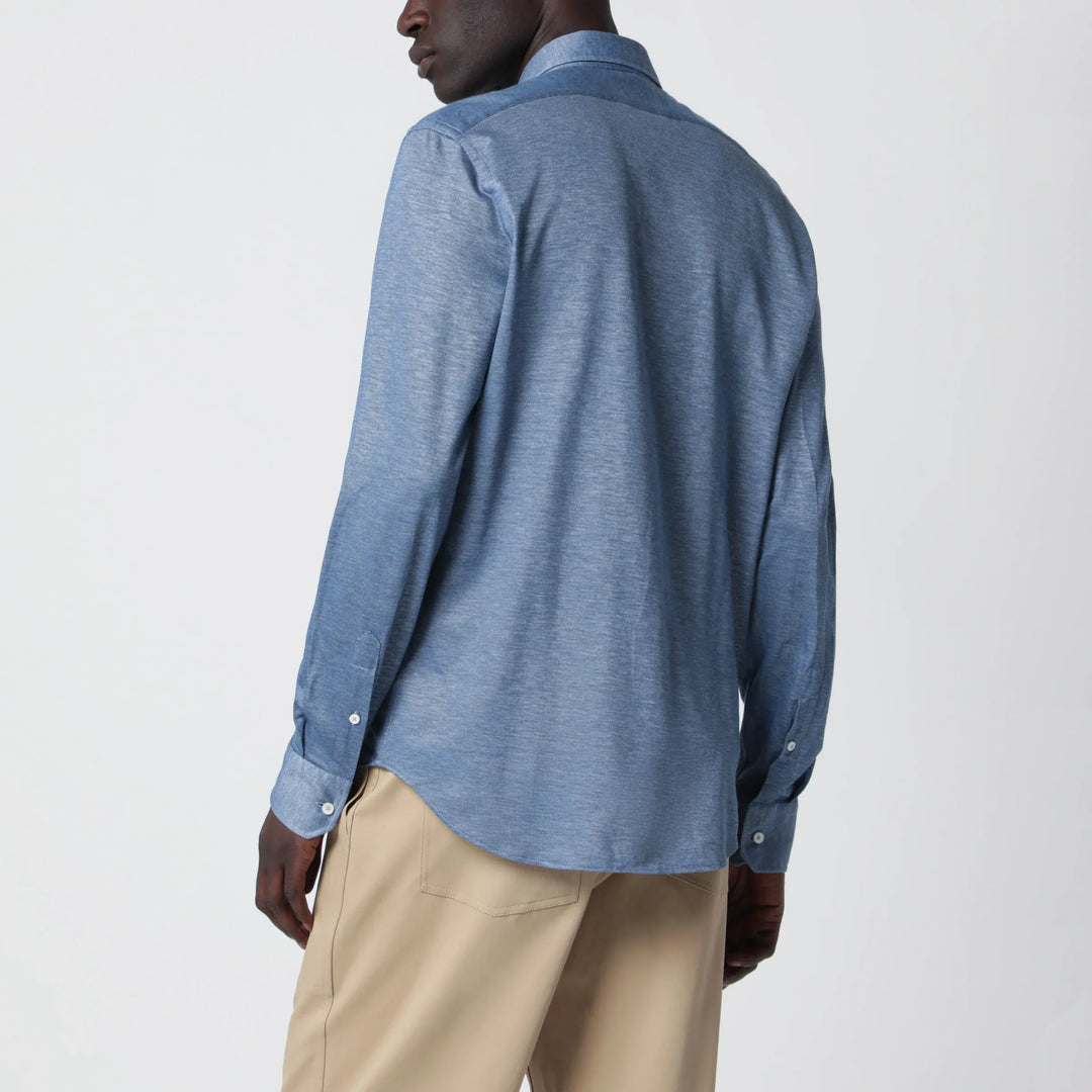 XACUS - Light Blue Cotton Blend Tailor Fit Shirt Brand Shirts &amp; Tops