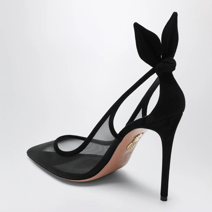 Aquazzura - Black Bow Tie pumps in mesh and suede Brand Shoes