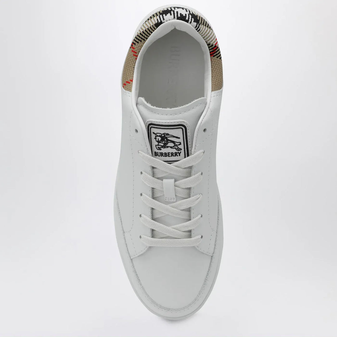 Burberry - Set Sneakers in white leather and Check Brand Shoes