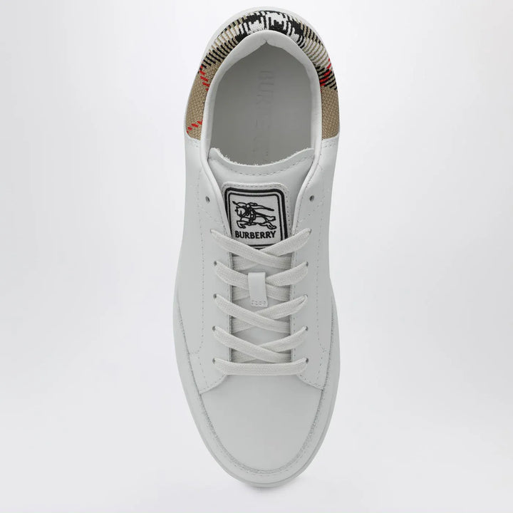 Burberry - Set Sneakers in white leather and Check Brand Shoes