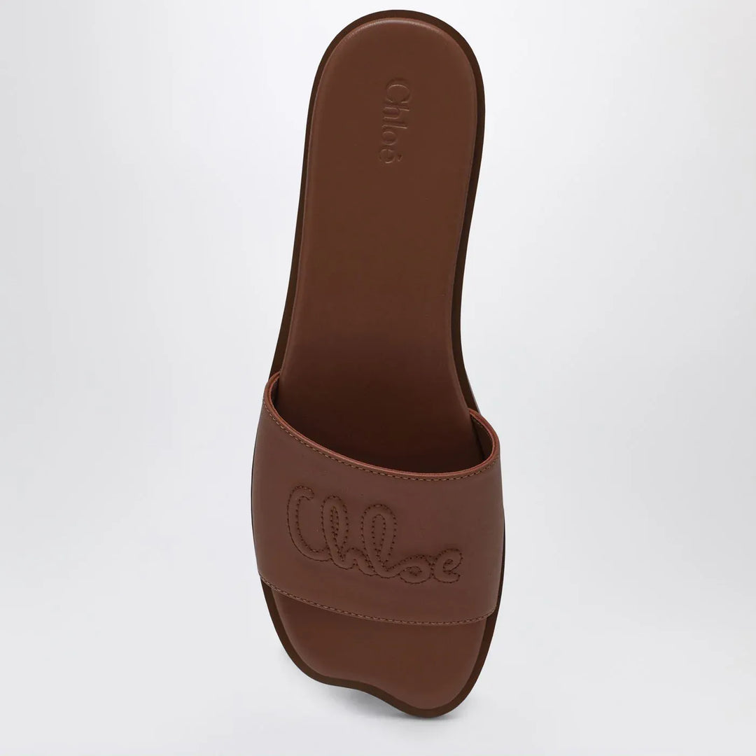 Chloé - Soleil mules in Ginger Brown leather Brand Shoes