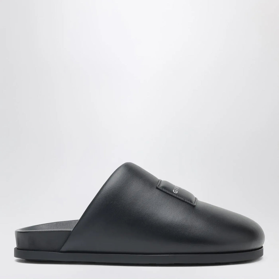 Givenchy - Label flat mules in black nappa leather Brand Shoes 36 IT