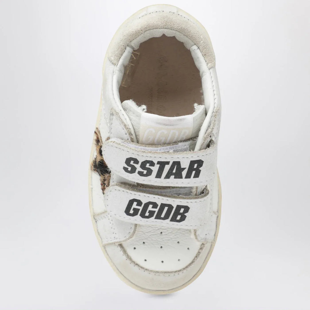 Golden Goose - Old School Sneakers in white with leopard-print star Brand Shoes