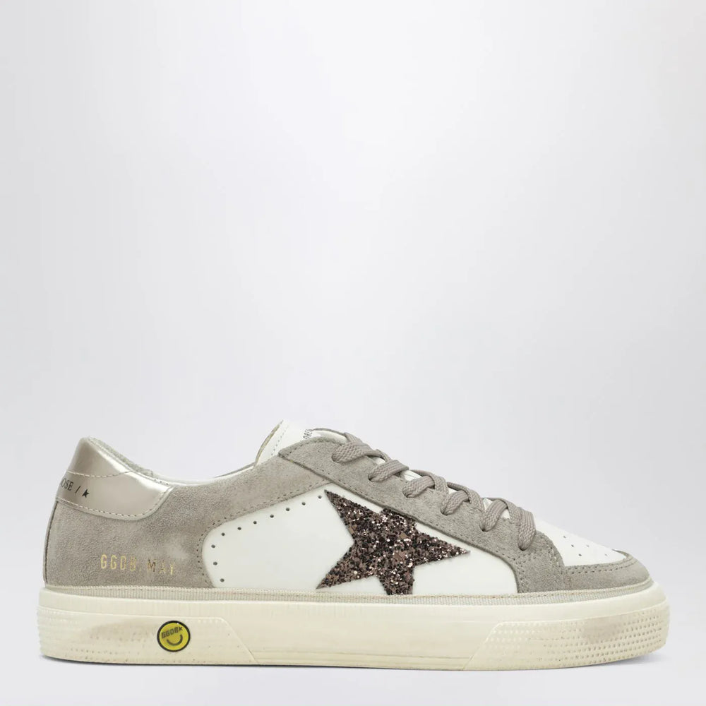 Golden Goose - White/taupe May Sneakers with glitter star Brand Shoes 36