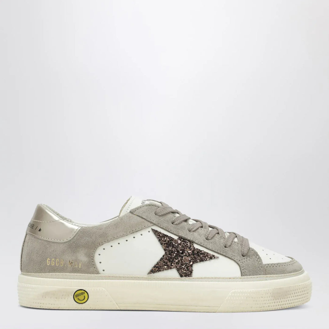 Golden Goose - White/taupe May Sneakers with glitter star Brand Shoes 36