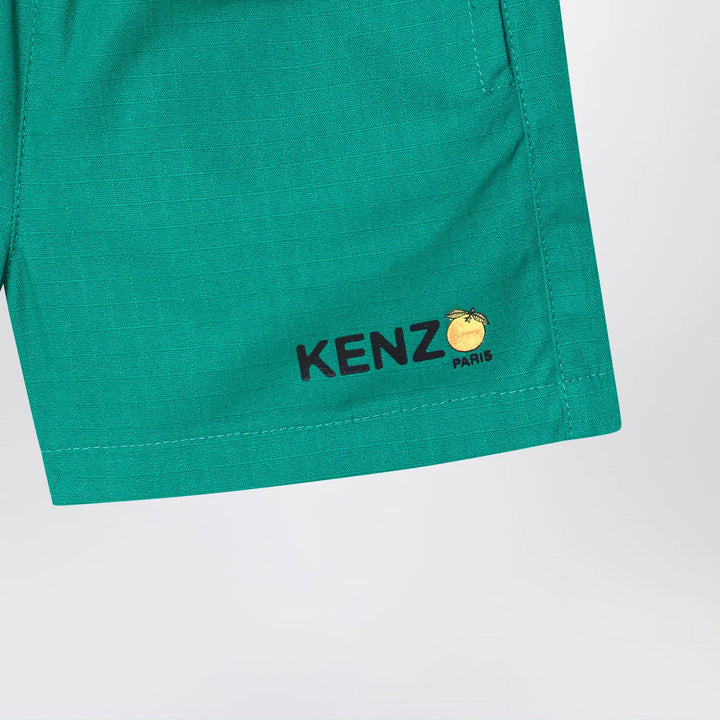 KENZO - Green cotton Shorts with logo Brand Shorts 12