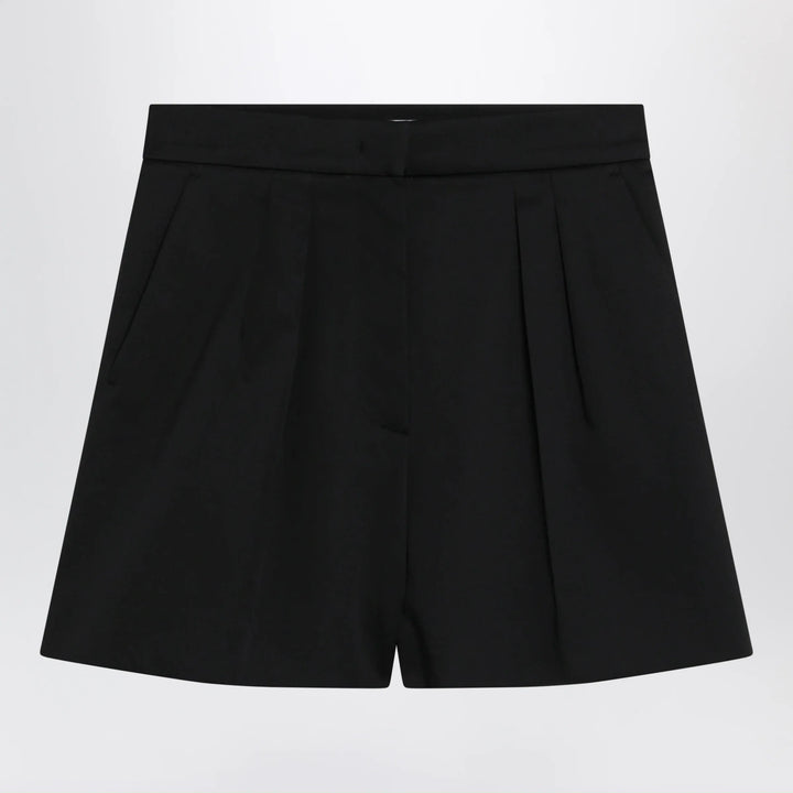 Max Mara - Black stretch cotton satin shorts Brand Shorts 40  IT