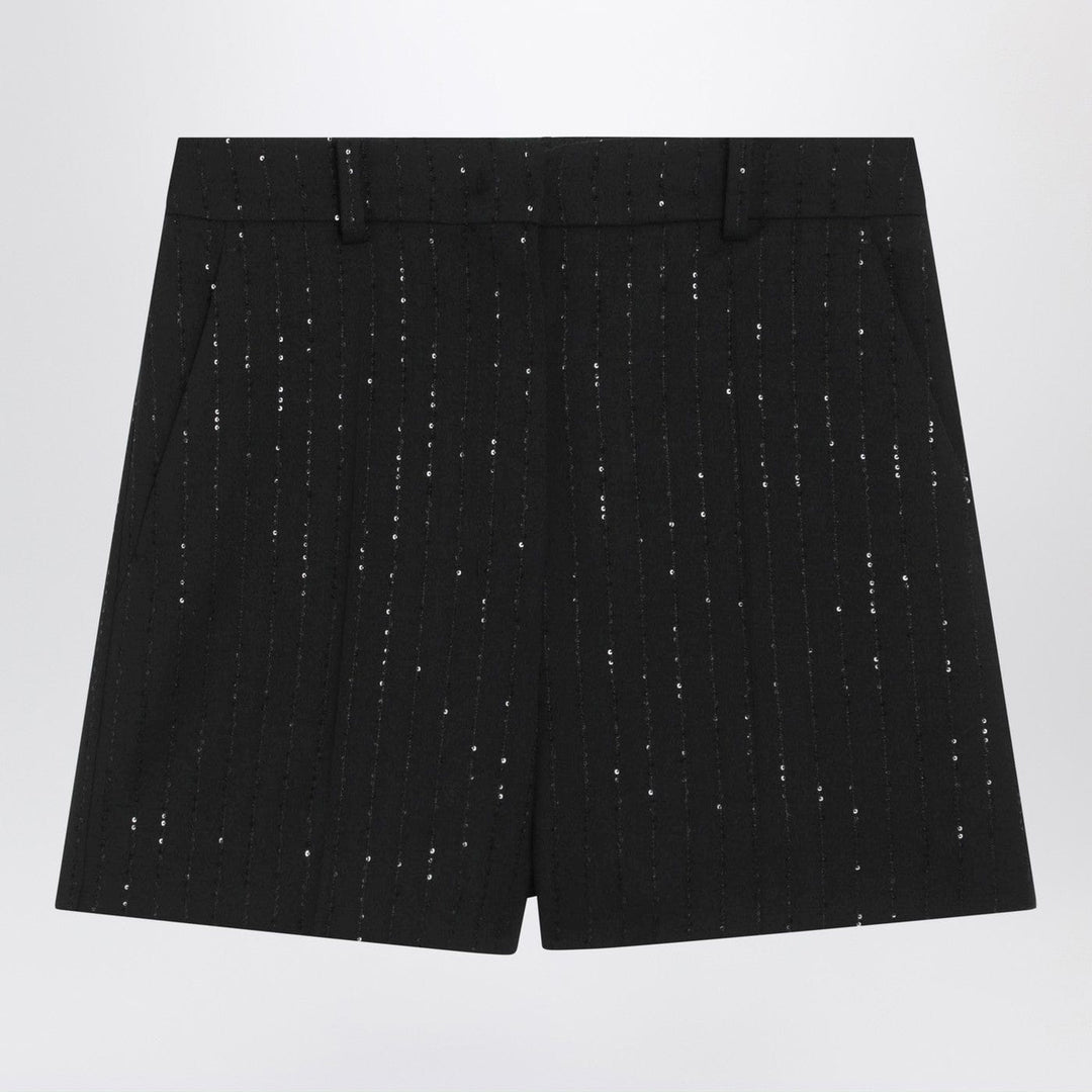 Shorts Max Mara Pianoforte - Black shorts with pinstripe-effect micro sequins Brand