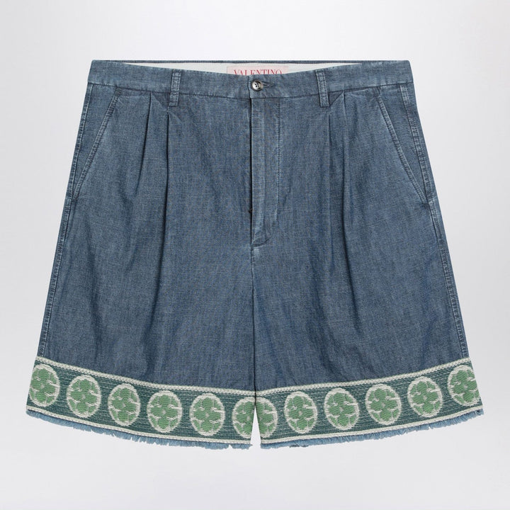 Shorts Valentino - Blue bermuda short with jacquard bottom Brand