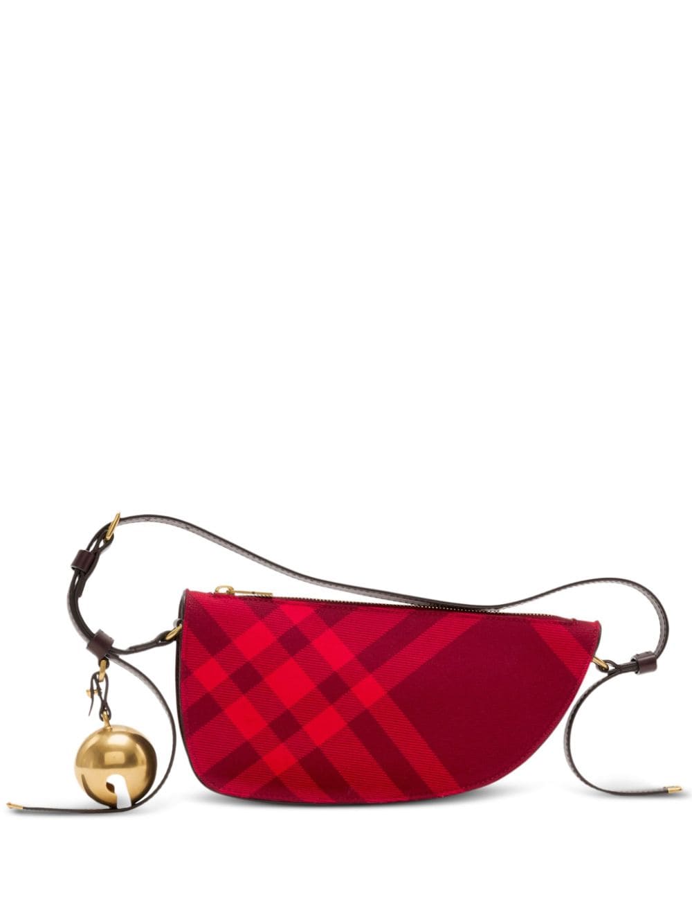 Burberry Shoulder UNI Burberry Lambskin Shoulder Bags Burberry Red lambskin check pattern bag with gold-tone hardware and bell charm. Brand