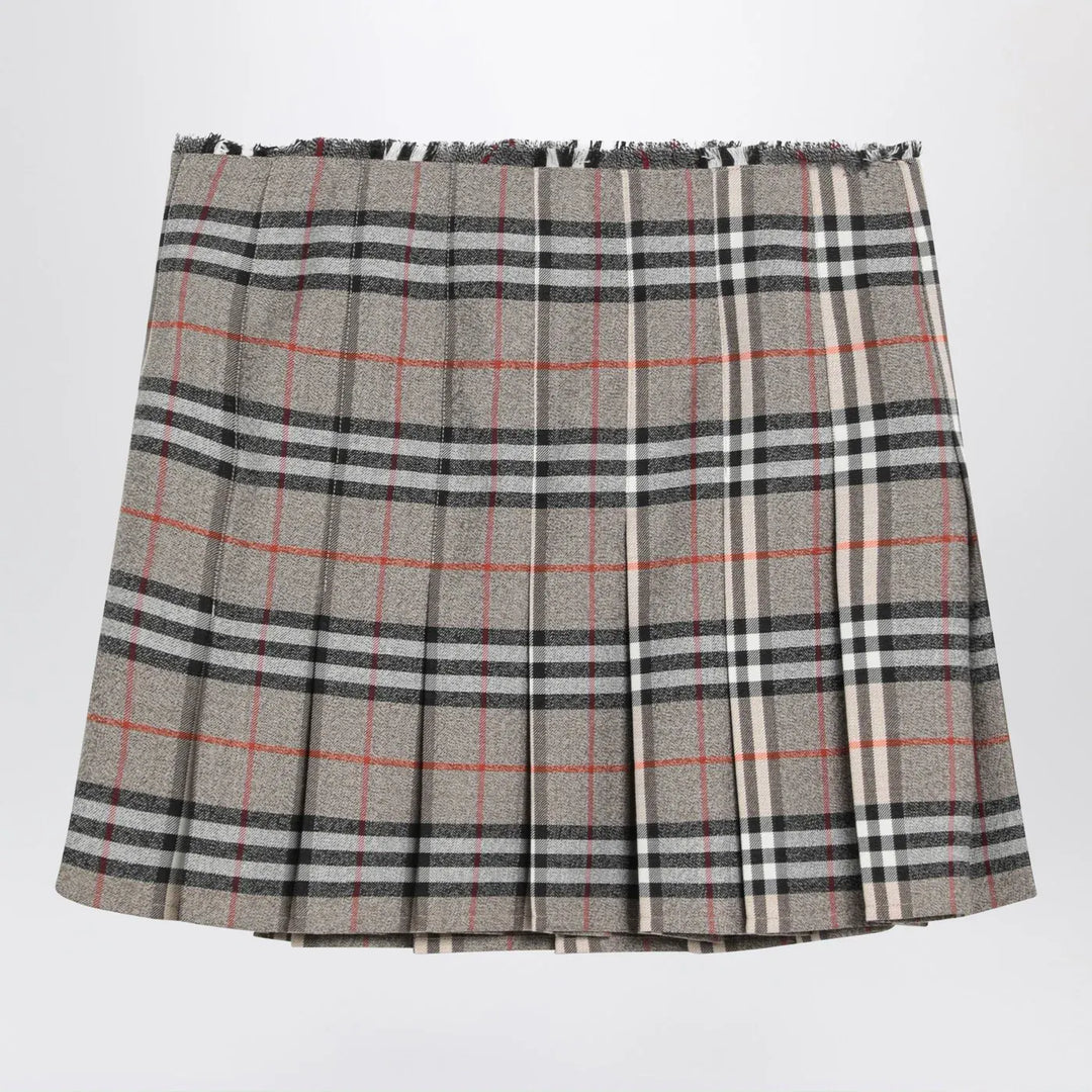 Burberry - Grey wool kilt skirt with Check pattern Brand Skirts 10 UK