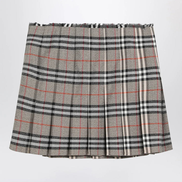 Burberry - Grey wool kilt skirt with Check pattern Brand Skirts 10 UK
