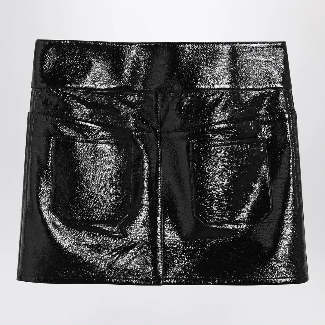 Courrèges - Black Belted Vinyl Mini Skirt Brand Skirts 38  FR