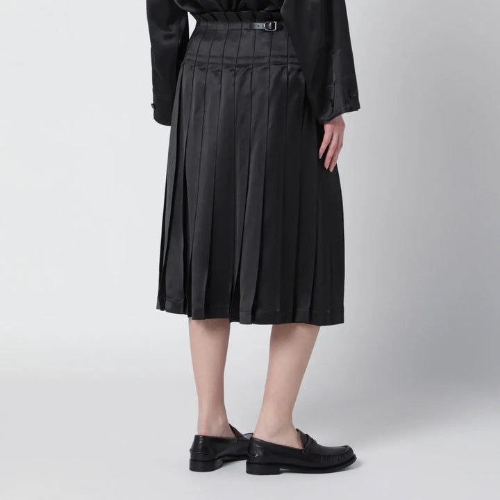 Durazzi Milano - Dark grey glossy viscose pleated skirt Brand Skirts