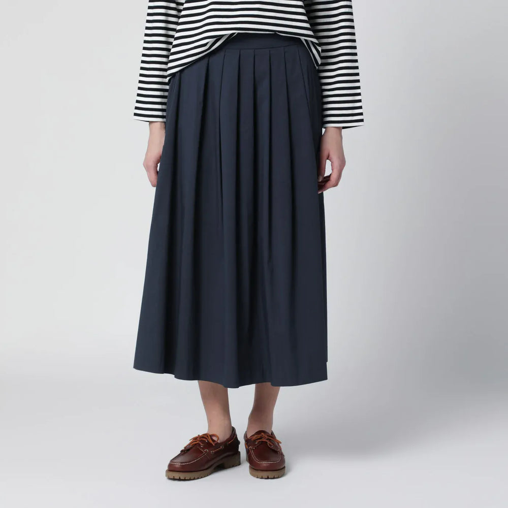 PT Torino - Blue pleated cotton-blend skirt Brand Skirts 40  IT