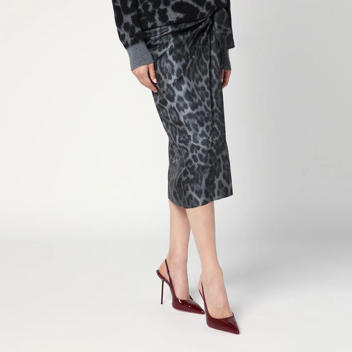 Stella McCartney - Leopard midi skirt with knot Brand Skirts