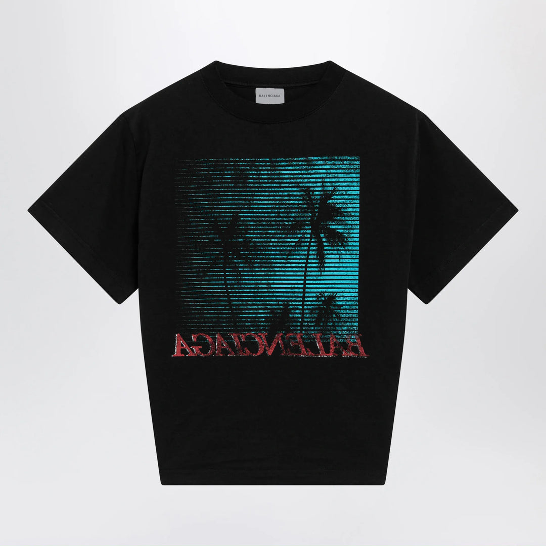 Balenciaga - Black cropped T-shirt with logo print Brand T-Shirt XS