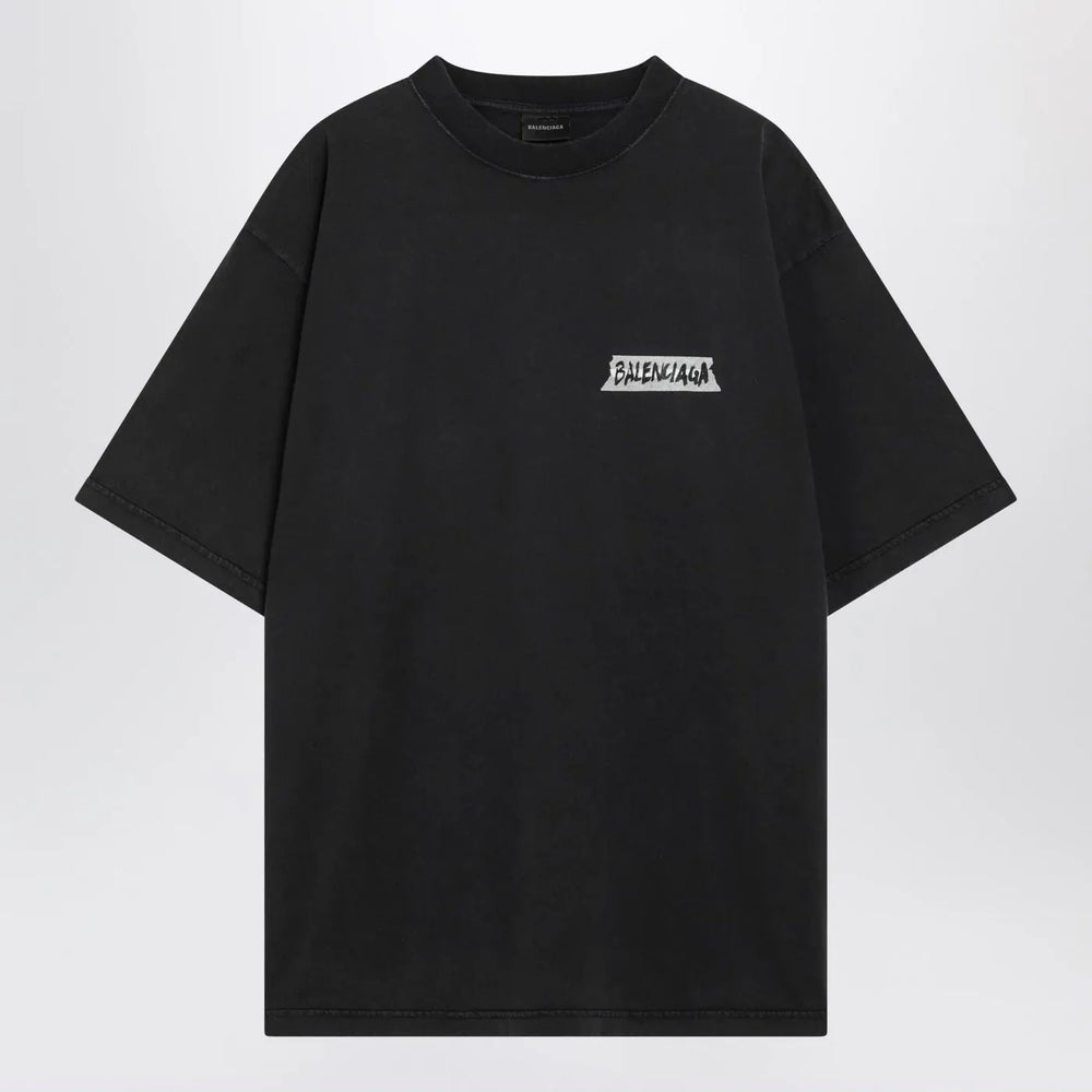 Balenciaga - Black washed Masking Tape T-shirt with medium fit Brand T-Shirt XS