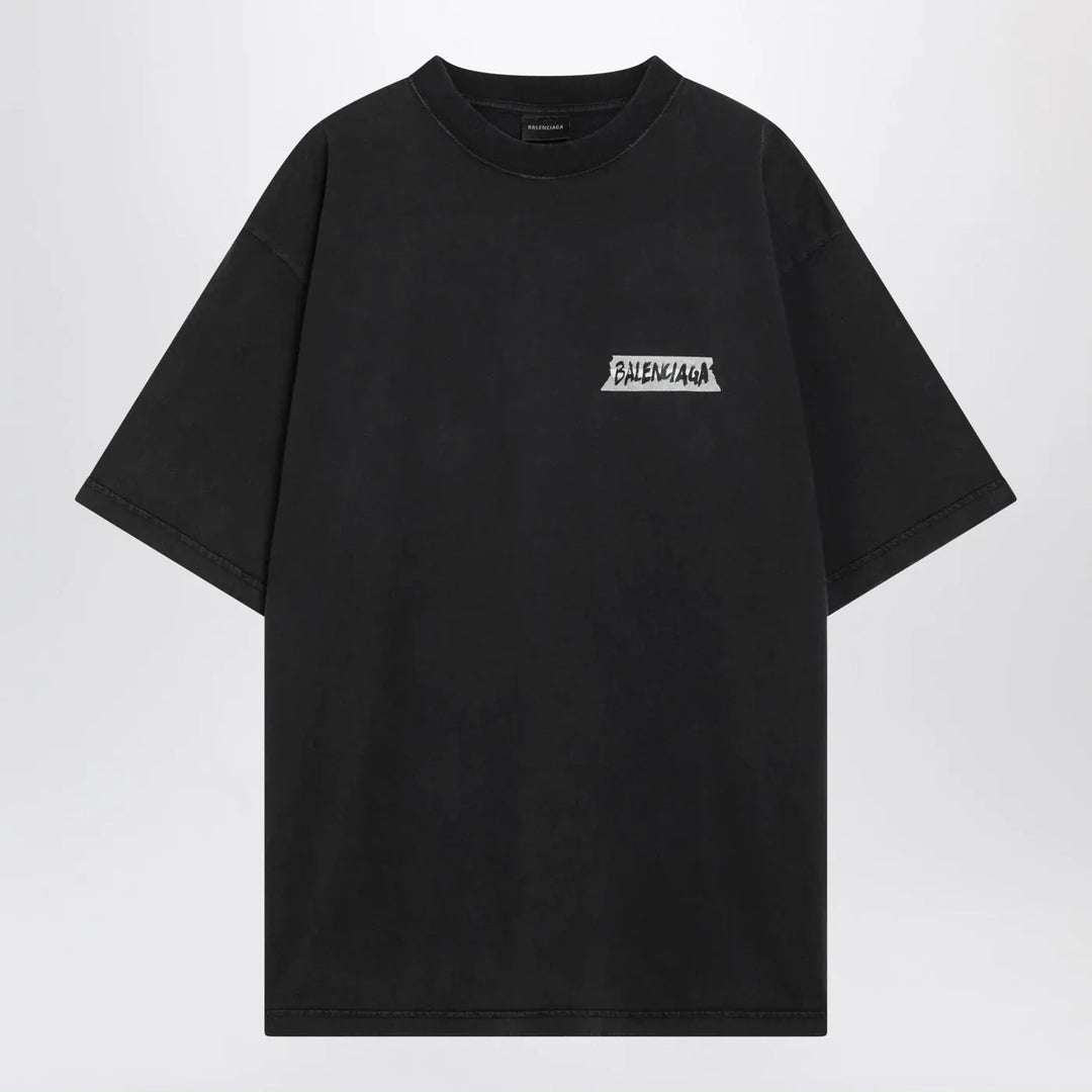 Balenciaga - Black washed Masking Tape T-shirt with medium fit Brand T-Shirt XS