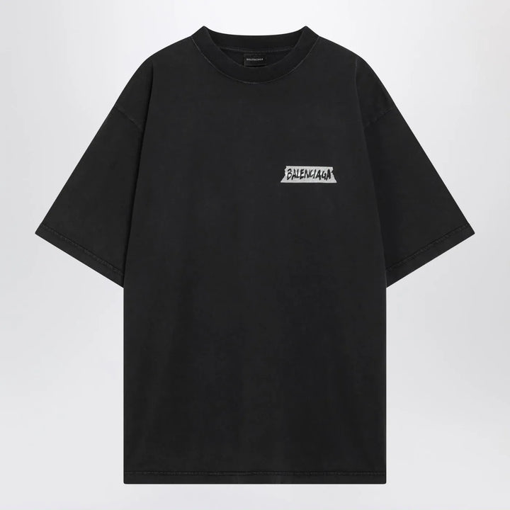 Balenciaga - Black washed Masking Tape T-shirt with medium fit Brand T-Shirt XS