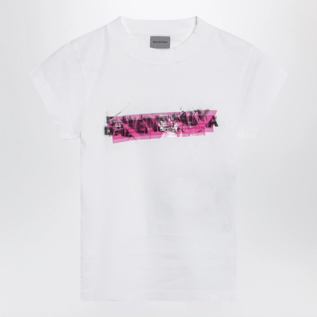 Balenciaga - Messy Spray T-shirt with cut-out back in white cotton Brand T-Shirt XS