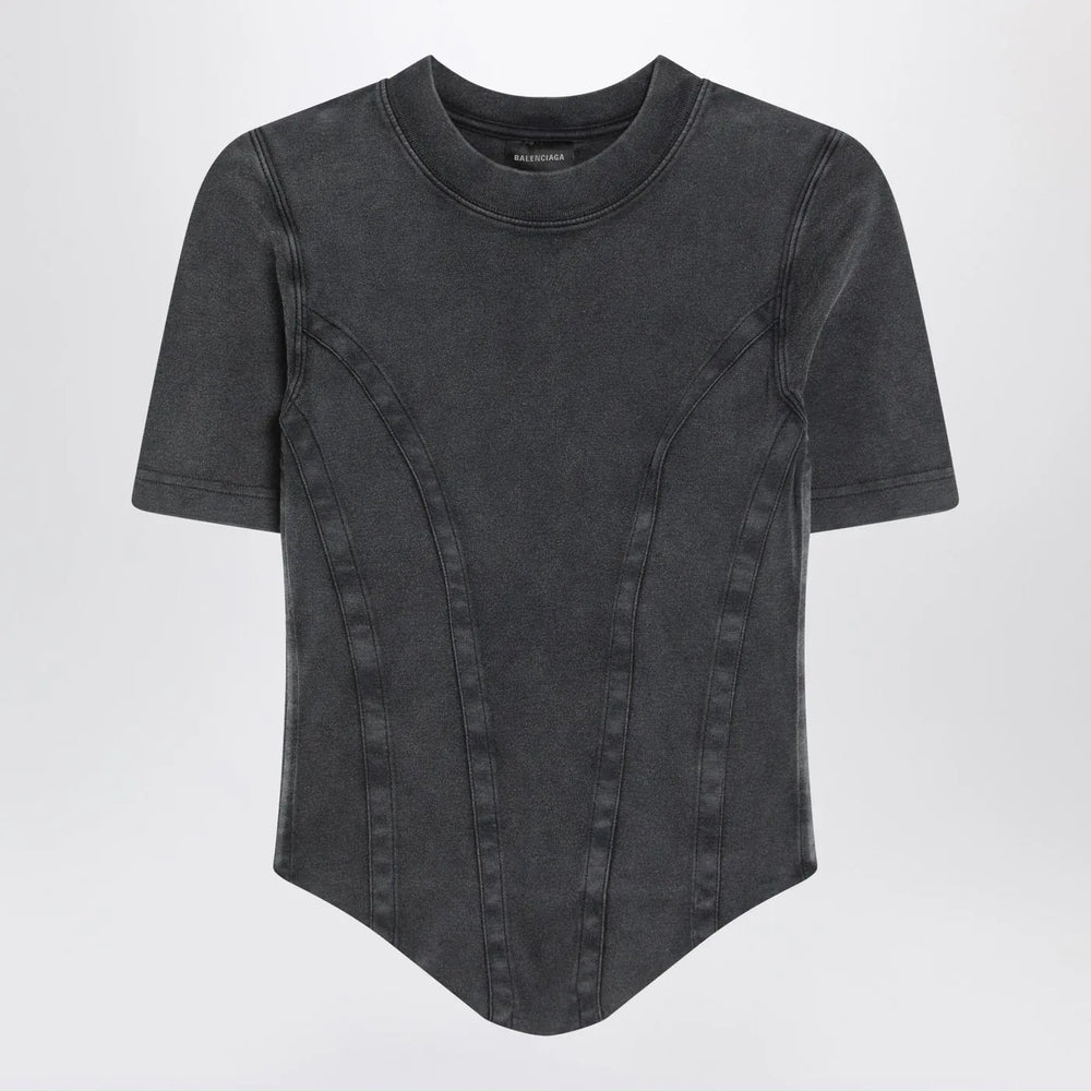 Balenciaga - Washed black corset-style T-shirt Brand T-Shirt M