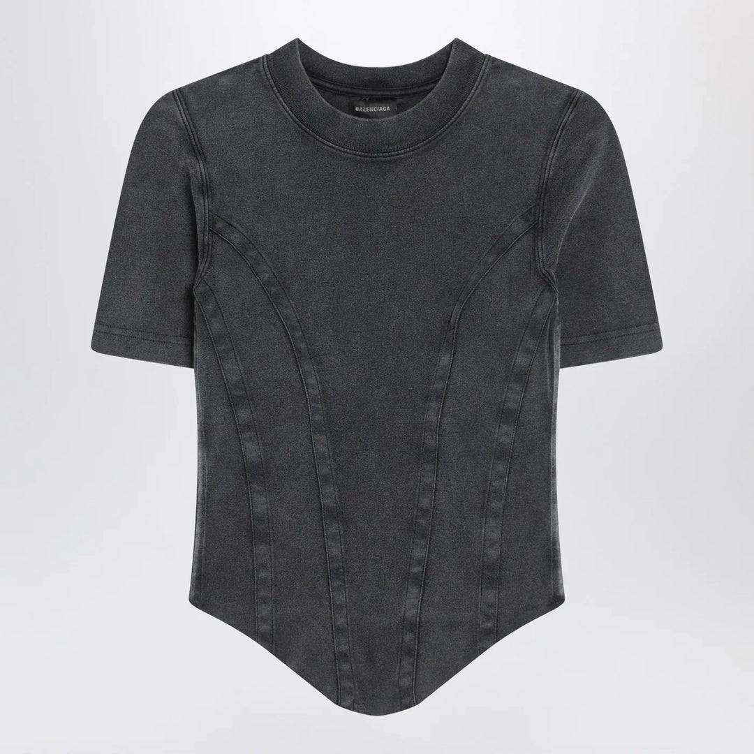 Balenciaga - Washed black corset-style T-shirt Brand T-Shirt M