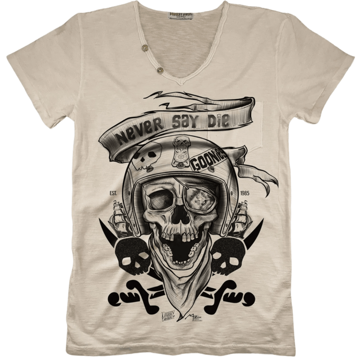 Vintabros T-shirt S / Sand Vintabros Never Say Die Men V-neck T-shirt Brand