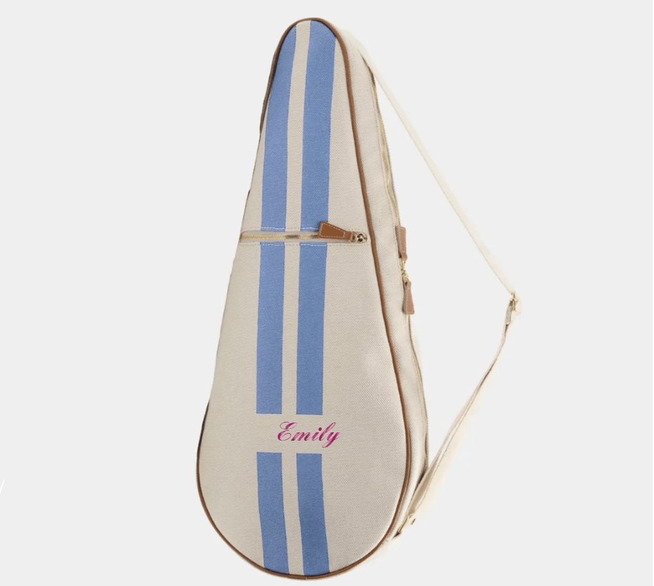 My Style Bags Personalised Glamour Tennis Bag - 12nt Stripes Light Blue Brand Tennis Bag