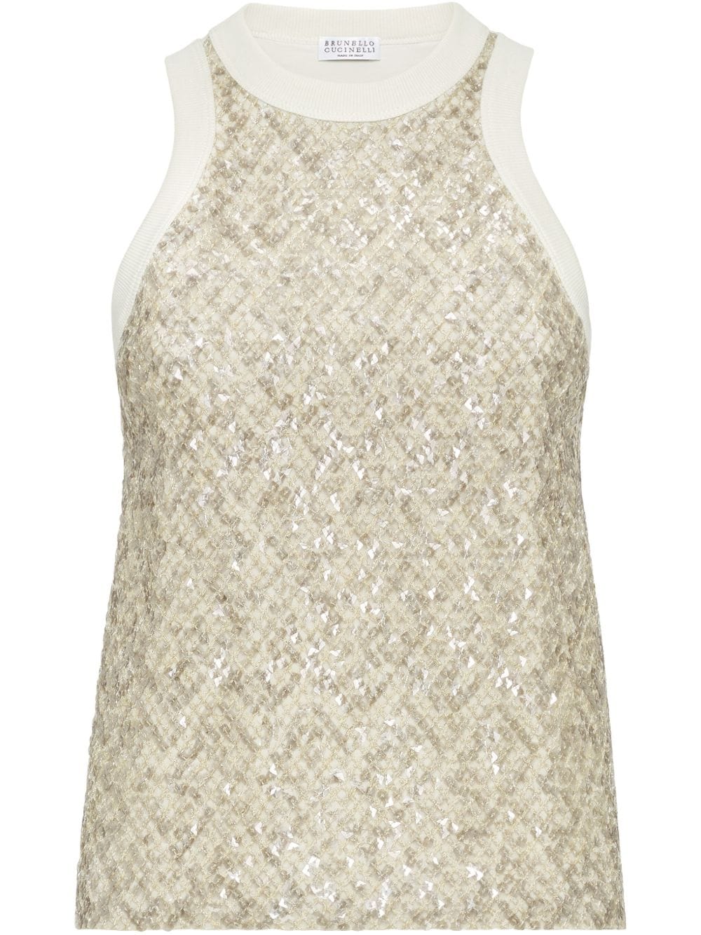 Brunello Cucinelli Topwear L Brunello Cucinelli Beige Top Brunello Cucinelli Beige Neck Top – Elegant Italian Craftsmanship Brand