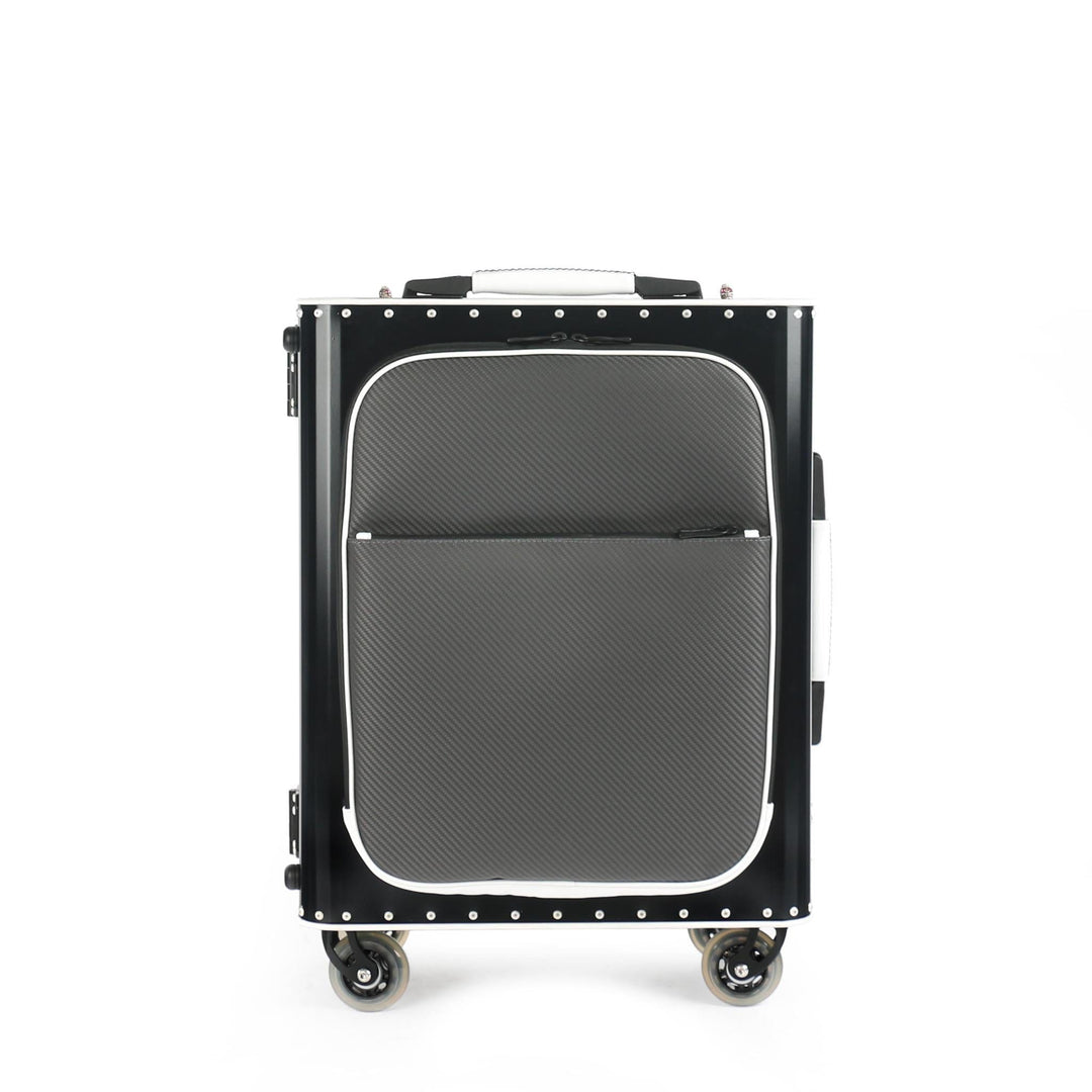 Tecknomonster Trolley Tecknomonster Kronos L Flap Cabin Trolley Black and White Titanium Brand