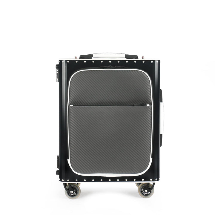 Tecknomonster Trolley Tecknomonster Kronos L Flap Cabin Trolley Black and White Titanium Brand