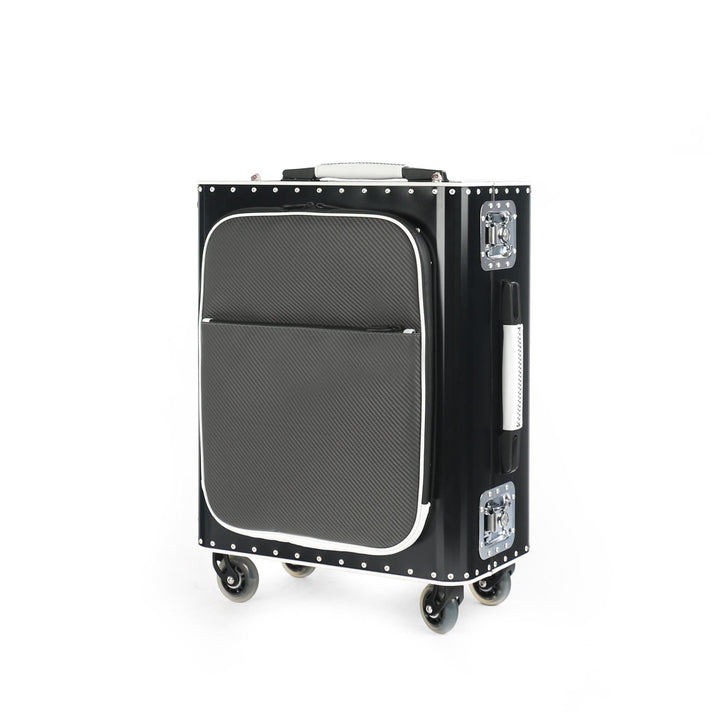 Tecknomonster Trolley Tecknomonster Kronos L Flap Cabin Trolley Black and White Titanium Brand