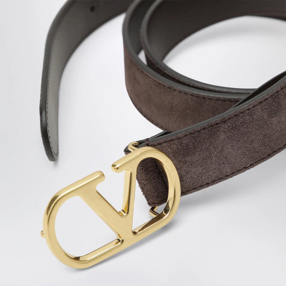 Valentino Garavani - VLogo Signature Belt in Ebony Suede Brand