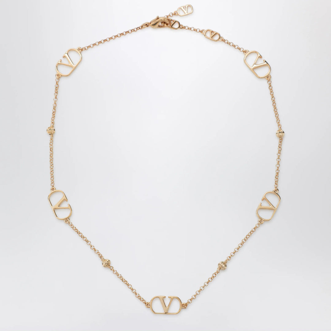 Valentino Garavani - VLogo Signature Necklace in Gold-Tone Metal Brand U