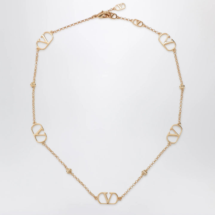 Valentino Garavani - VLogo Signature Necklace in Gold-Tone Metal Brand U