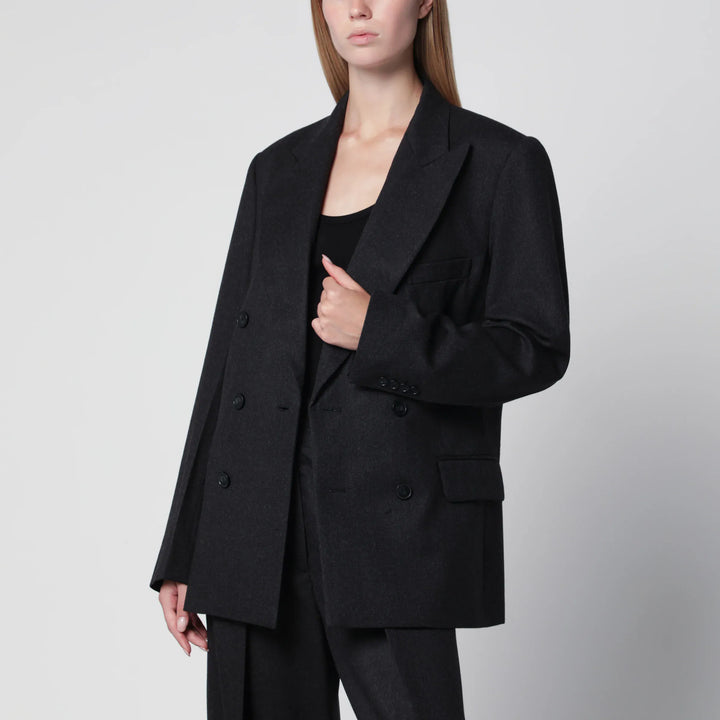 Victoria Beckham - Dark Grey Double-Breasted Wool Jacket Brand 6 UK